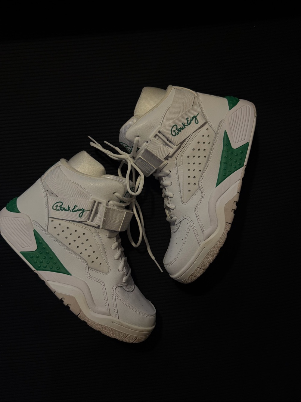 Ewing Athletics Men’s High-Top Sneakers in White & Green